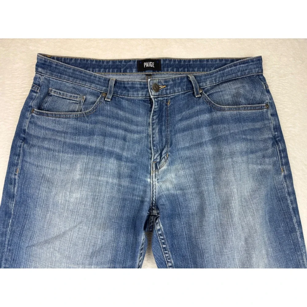 Paige Mens 36x33 Jeans Grungy Medium Blue Wash USA Made